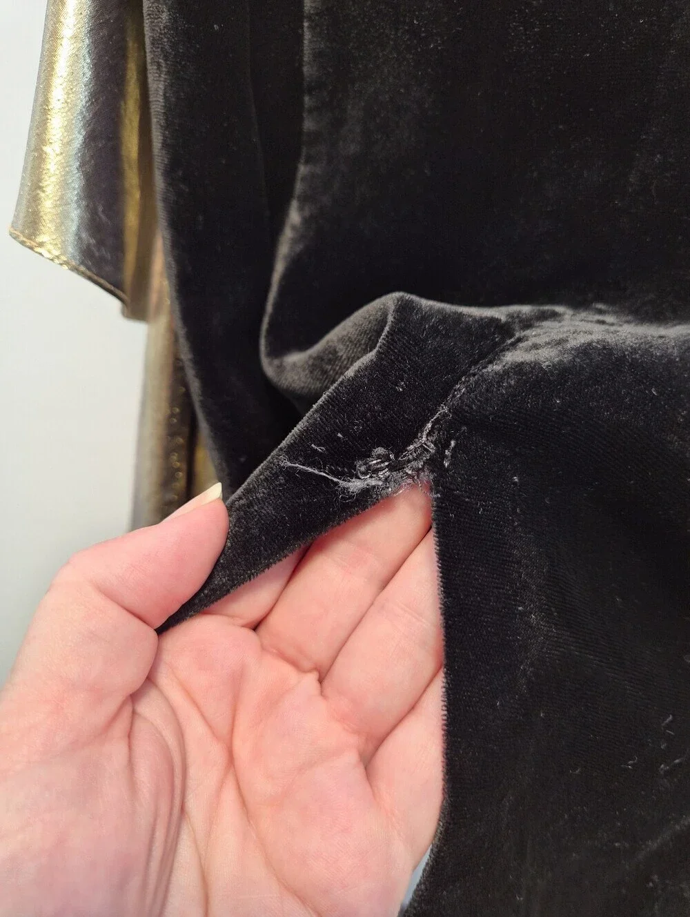 Vintage 80s Gunne Sax Jessica McClintock Black Velvet Gold Lame Dress